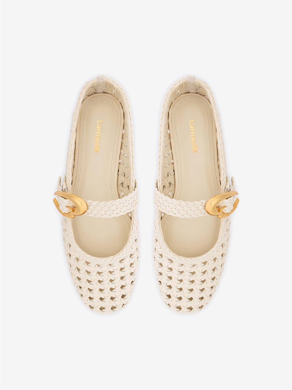 Larroude Verona New Macrame Leather Ballet Flats Ivory 6.5 New — image 6 of 8